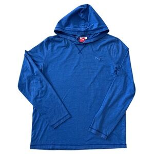 Puma Men's Vibrant Blue Long Sleeve Hooded Shirt Size Large